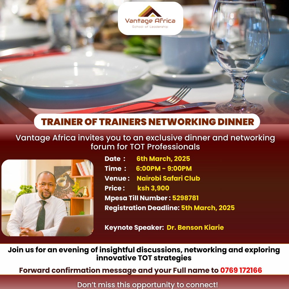 YOU ARE INVITED TO A TRANINER OF TRAINERS  DINNER- NAIROBI SAFARI CLUB